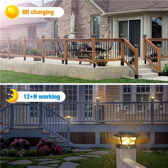 Solar Post Cap Lights Outdoor, Solar Powered Post Cap Lights 4x4 Vinyl/Wood Post - Picture 5 of 7